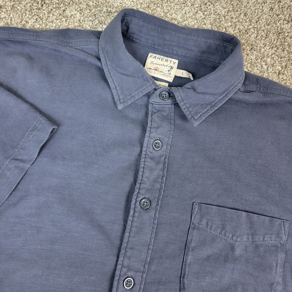 Faherty Sunwashed Mens Large Solid Gray Stretch K… - image 1